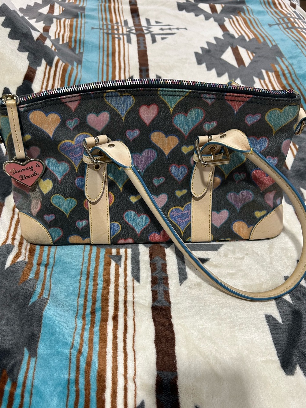 Dooney & Bourke Y2k Crayon Heart Satchel with Cream Trim